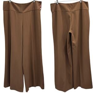 Oscar by Oscar De La Renta Tan Wide Leg Pants Side Button Detail Size 16 Career